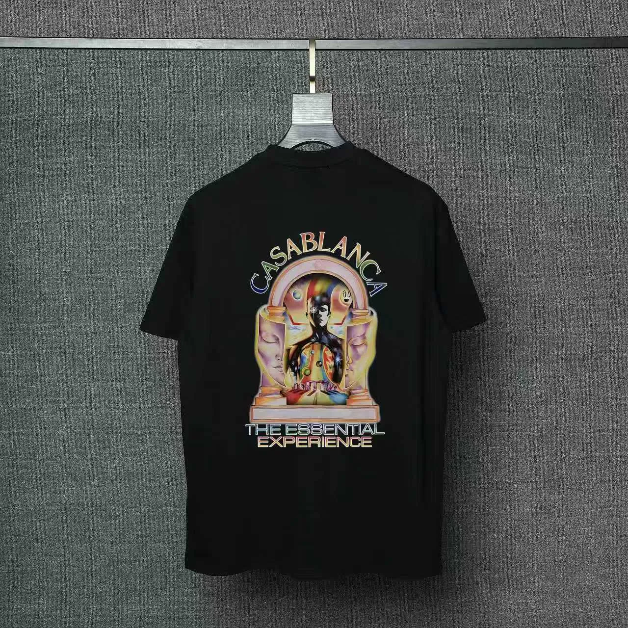 26ss CASABLANCA original printing process short-sleeved T-shirt original development using high-density double yarn pure cotton fabric upper body soft and comfortable color Black White Dark Green color Orange Pink Blue Royal Blue color cigarette powder 8 colors Sizes S M L XL